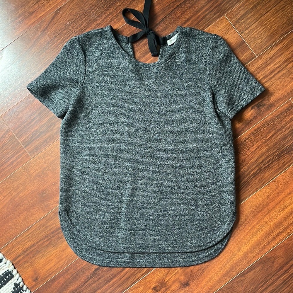Madewell Tie Back Short Sleeve Sweater Top - Gray
